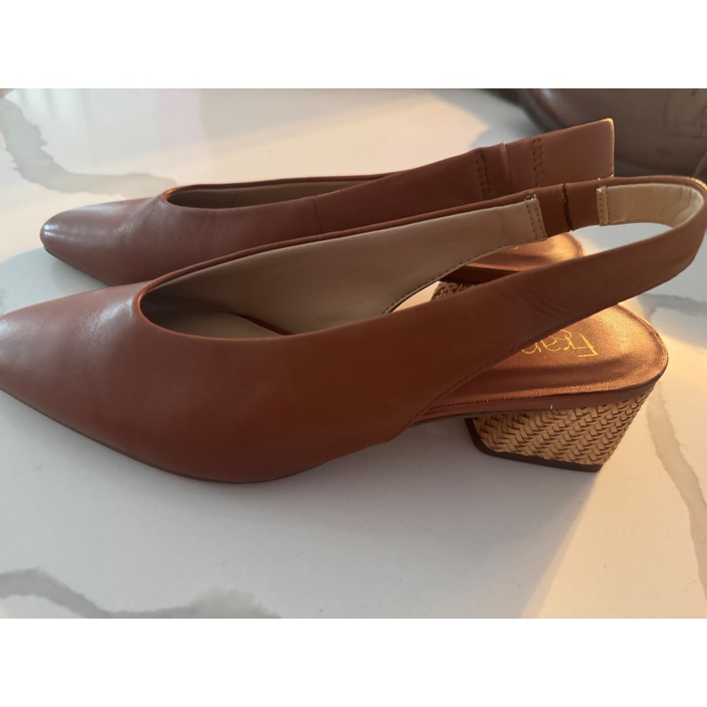Franco Sarto Brown Leather Slingback Block Heel